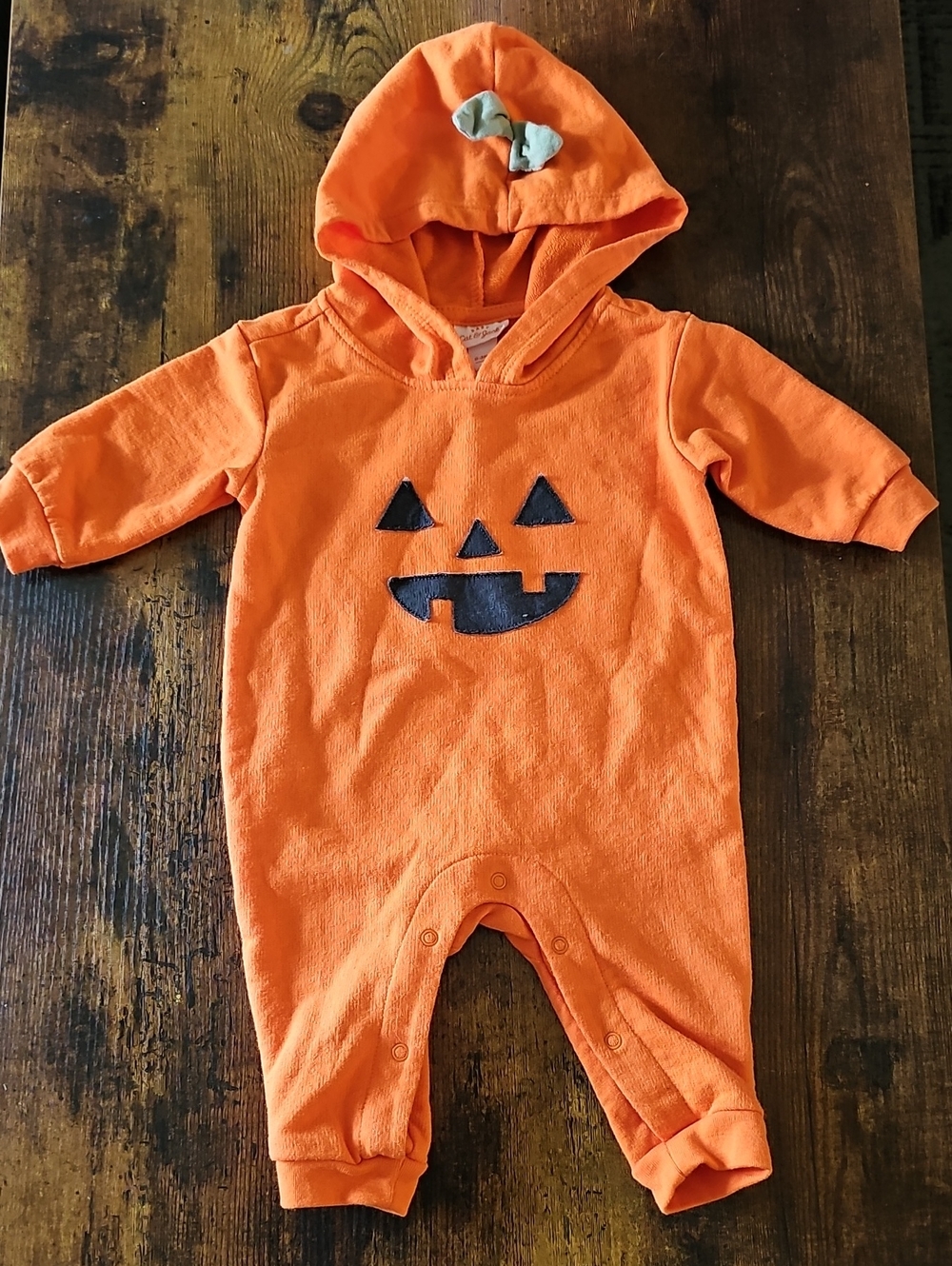 Pumpkin 1 Piece Hoodie Baby Infant Halloween Fall Autumn Jack Lantern Costume PJ